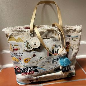 Spartina 449 Texas Embroidered Large Fringe Tote Women Bag (Retired), NWT